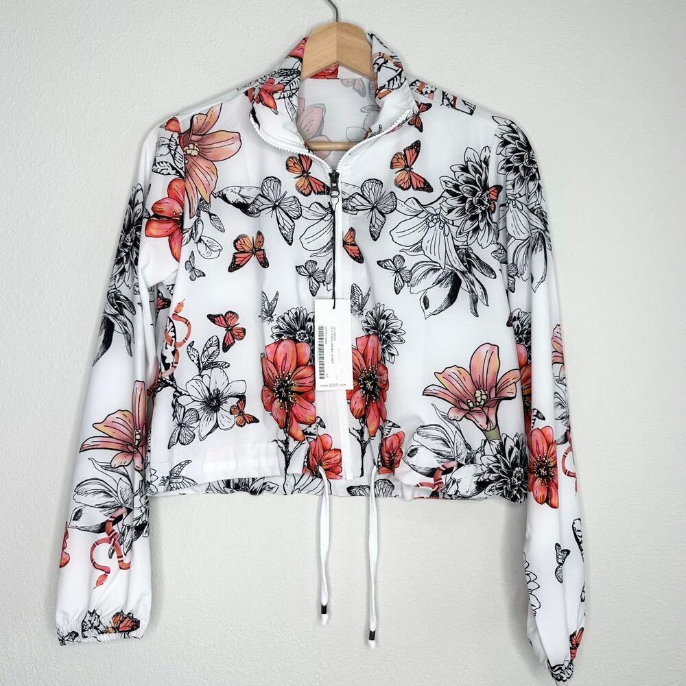 9two5 Fit White Floral Deal Braker Jacket Size XS